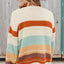 Crew Neck Drop-shoulder Striped Color Block Sweater