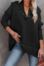 White Batwing Sleeve Pocketed Henley Hoodie