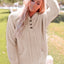 Apricot Waffle Knit Buttons Hooded Sweater with Pocket