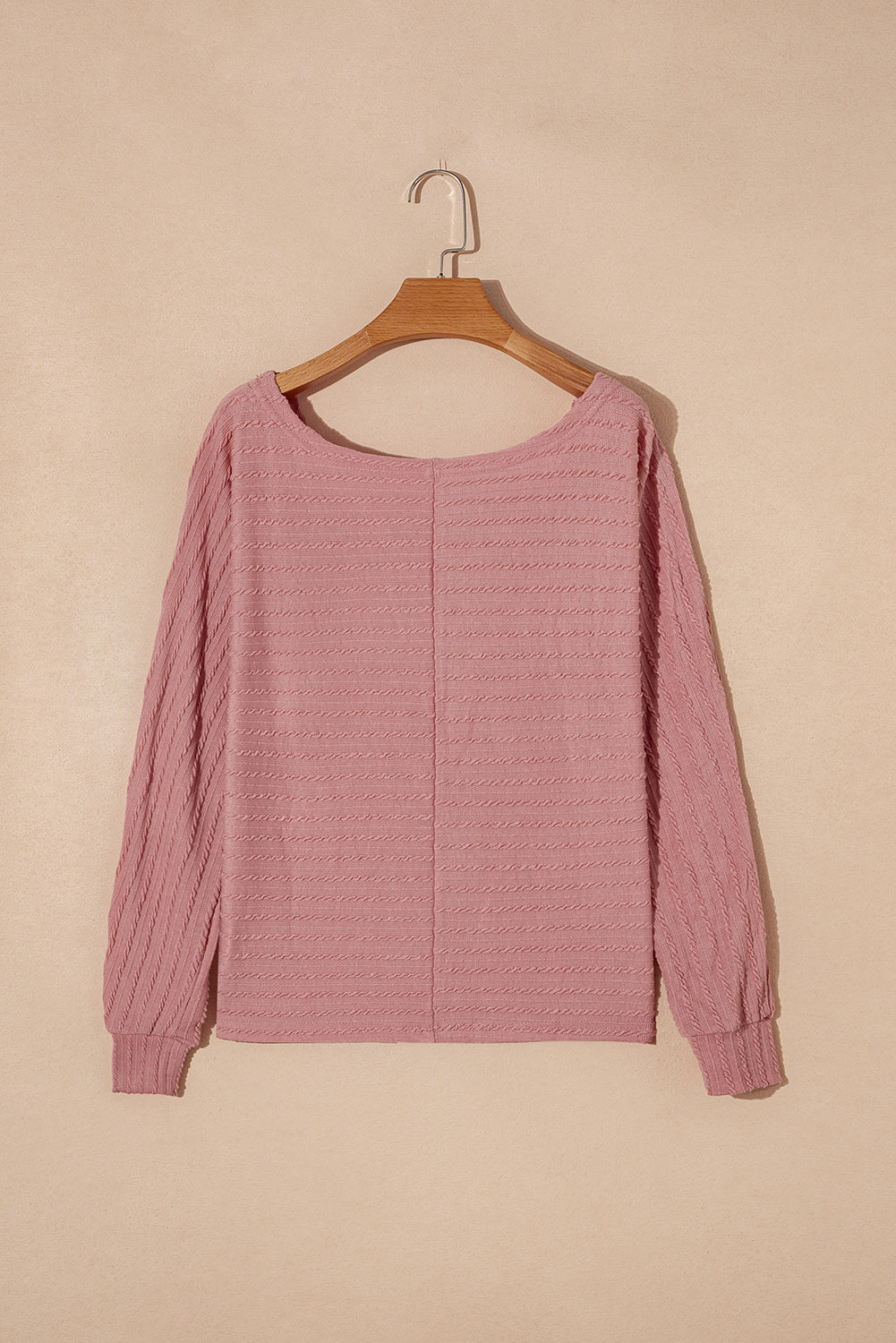 Dusty Pink Textured Knit Long Sleeve Top