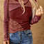 Brown Expose Seam Color Block Ribbed Knit Top