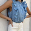 Sky Blue Ruffle Trim Soft Lightweight Sleeveless Shirt