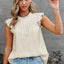 White Contrast Trim Ruffled Crew Neck Sleeveless Top