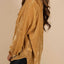 Gold Solid Color Button Up Loose Fit Velvet Shirt