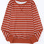 Striped Print Ribbed Trim Long Sleeve Top