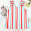 Multicolor Striped V Neck Ruffle Straps Tank Top