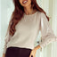 Black Buttoned Cuffs Shiny Puff Sleeves Top