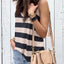 Red Striped V Neck Tank Top