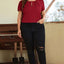 Red Dahlia Keyhole Pleated Crew Neck Plus Size T Shirt