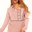 Pink Buttons Front Princess Line Out Seam Hoodie