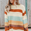 Crew Neck Drop-shoulder Striped Color Block Sweater