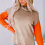 Clay Red Color Block Turtle Neck Drop Shoulder Knit Sweater