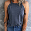 Black Solid Color Crew Neck Tank Top