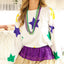 White Mardi Gras Star Printed Long Sleeve Top