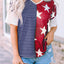 Blue Stripes Stars Print Knit Short Sleeves Top