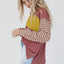 Peach Blossom Colorblock Striped Bishop Sleeve Top