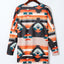 Orange Western Tribal Aztec Print Cardigan