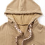 Khaki Leopard Patchwork Drawstring Hooded T Shirt