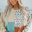 Leopard Patchwork Color Block Ribbed Long Sleeve Top