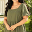 Jungle Green Solid Short Sleeve Square Neck Plus Babydoll Top