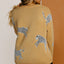 Camel Fuzzy Cheetah Accent Round Neck Sweater