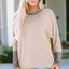 Khaki Contrast Cuffs Batwing Sleeve Loose Top