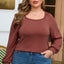 Gold Flame Square Neck Plus Size Knit Top