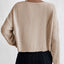 Beige Lettuce Cuffs Drop Shoulder Loose Ribbed Knit Top