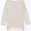 Khaki Lightweight Knit Fringe Hem Loose Sweater