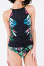 White Leaf & Flower Print Ruched Tankini Set