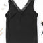 Black Lace Splicing Open Back V Neck Tank Top