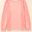 Pink Solid Color Patchwork Long Sleeve Top