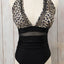 Brown Leopard Mesh Insert V Neck High Waist Monokini