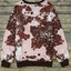 Brown Bleached Tie Dye Leopard Print Long Sleeve Top