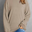 Pink Solid Ribbed Knit Round Neck Pullover Sweatshirt