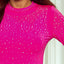 Rose Rhinestone Mesh Long Sleeve Bodysuit