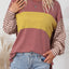 Peach Blossom Colorblock Striped Bishop Sleeve Top