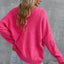 Rose Buttons Front Pocketed Sweater Cardigan