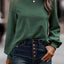 Green Lace Long Sleeve Textured Pullover