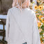 Light French Beige Colorblock Stitching Irregular Hem Long Sleeve Top