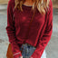 Blue Textured Round Neck Long Sleeve Top