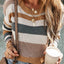 Taupe Classic Round Neck Colorblock Knit Sweater