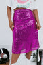 Violet Sequined High Waist Plus Size Midi Skirt