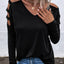 Black Cold Shoulder Cut out Long Sleeve Top