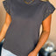 Dark Grey Studded Short Sleeve Top