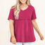 Rose Red Solid Short Sleeve Flowy Plus Size Top