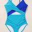 Light Blue Crossover Colorblock Cutout One Piece Swimsuit