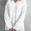 White V neck Drop Shoulder Knitted Sweater