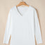 White Solid Color V Neck Long Sleeve Knit Top