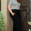 Black Shirred High Waist Plus Size Wide Leg Pants